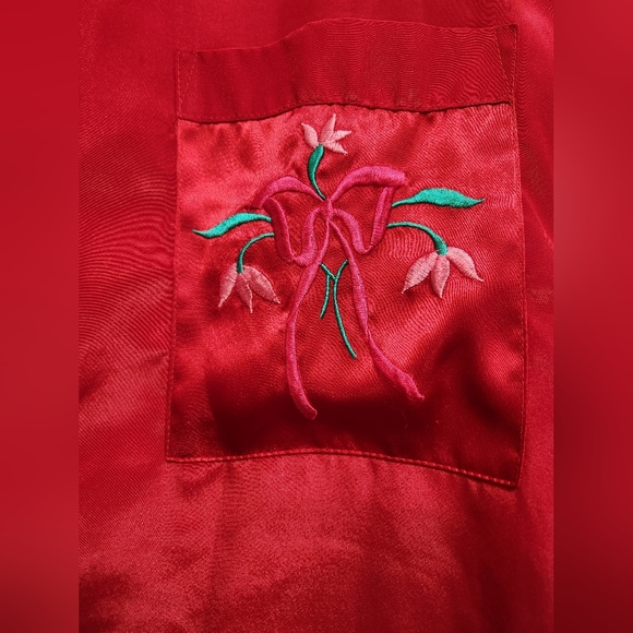 Inhibitions Satin Nightie Nightgown Red Floral SZ LG - Picture 3 of 9